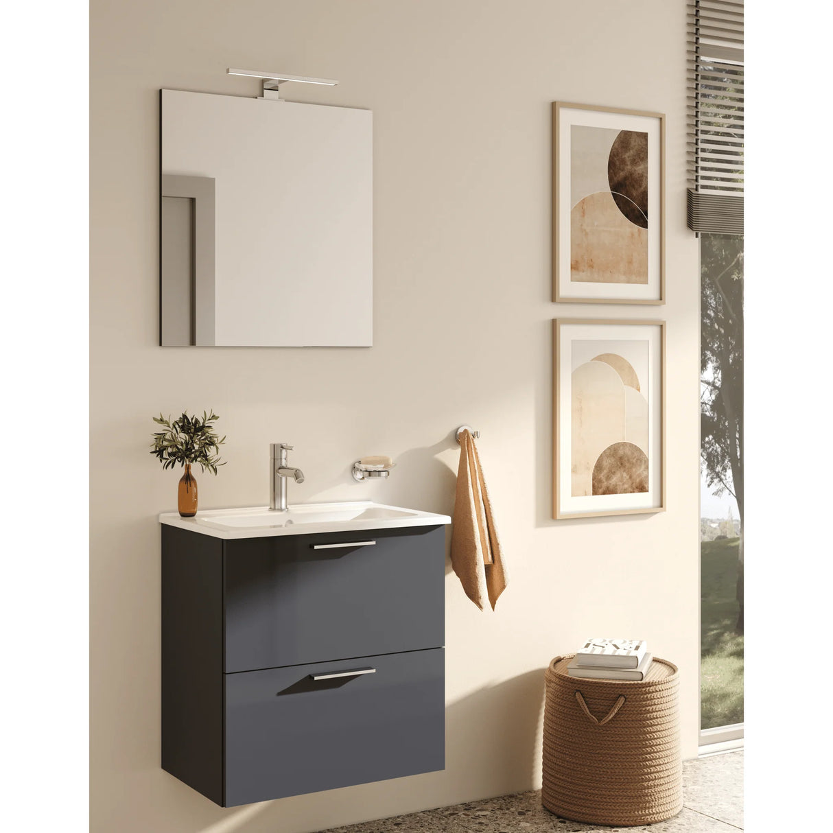 vitra mobile bagno sospeso vitra con lavabo colore antracite 80 cm