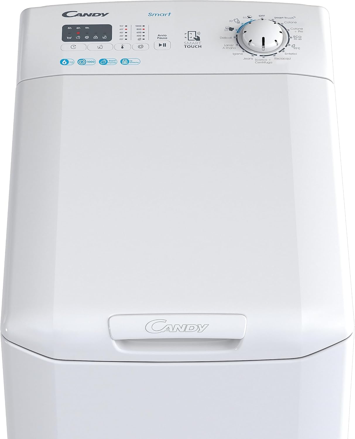 candy lavatrice a carico dallalto candy cst06l31 11 smart 6 kg classe c 1000 giri a86xl41xp60 tecnologia nfc funzione smart check up ean 8059019078601