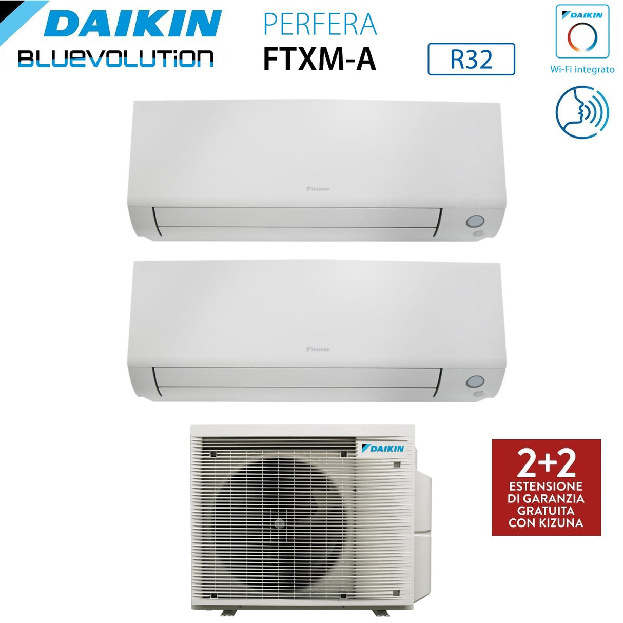 climatizzatore condizionatore daikin bluevolution dual split inverter serie perfera all season 9+18 con 2mxm68a r 32 wi fi integrato 9000+18000 garanzia italiana