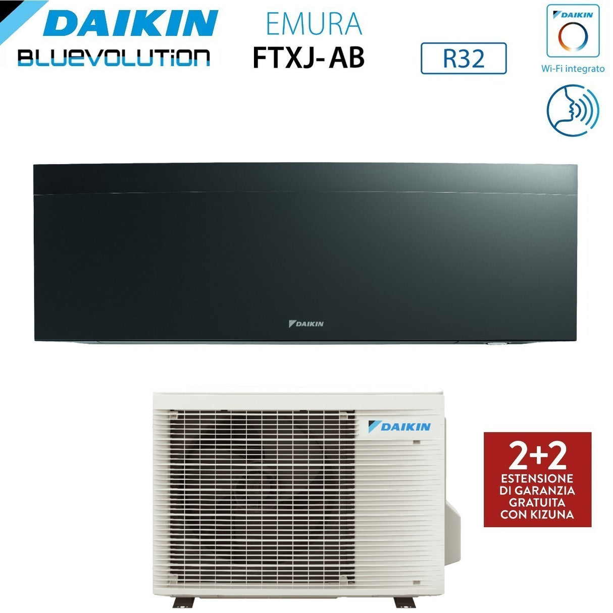 climatizzatore condizionatore daikin bluevolution inverter serie emura black iii 7000 btu ftxj20ab r 32 wi fi integrato classe a___ garanzia italiana novita
