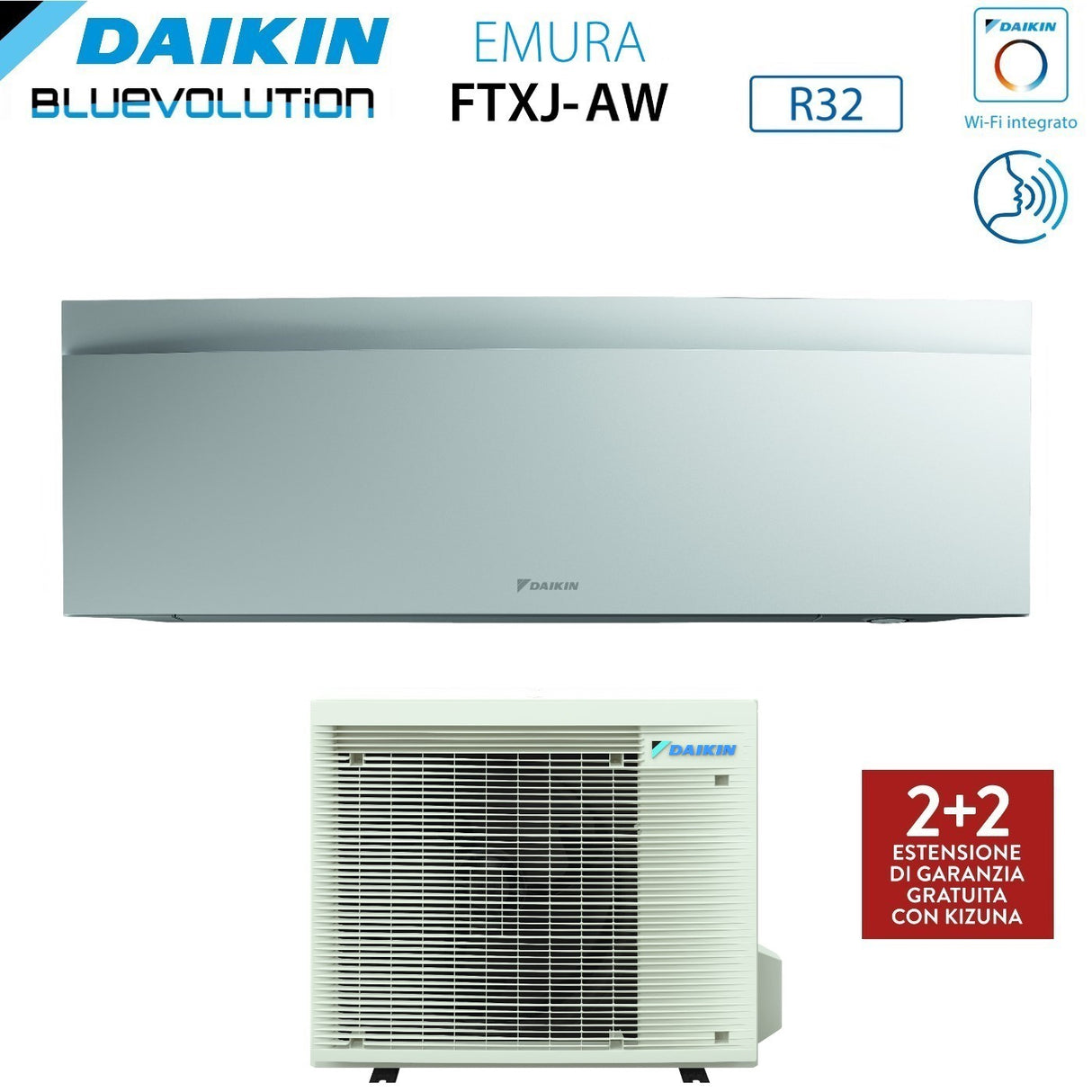 climatizzatore condizionatore daikin bluevolution inverter serie emura white 18000 btu ftxj50aw r 32 wi fi integrato classe a__ garanzia italiana novita