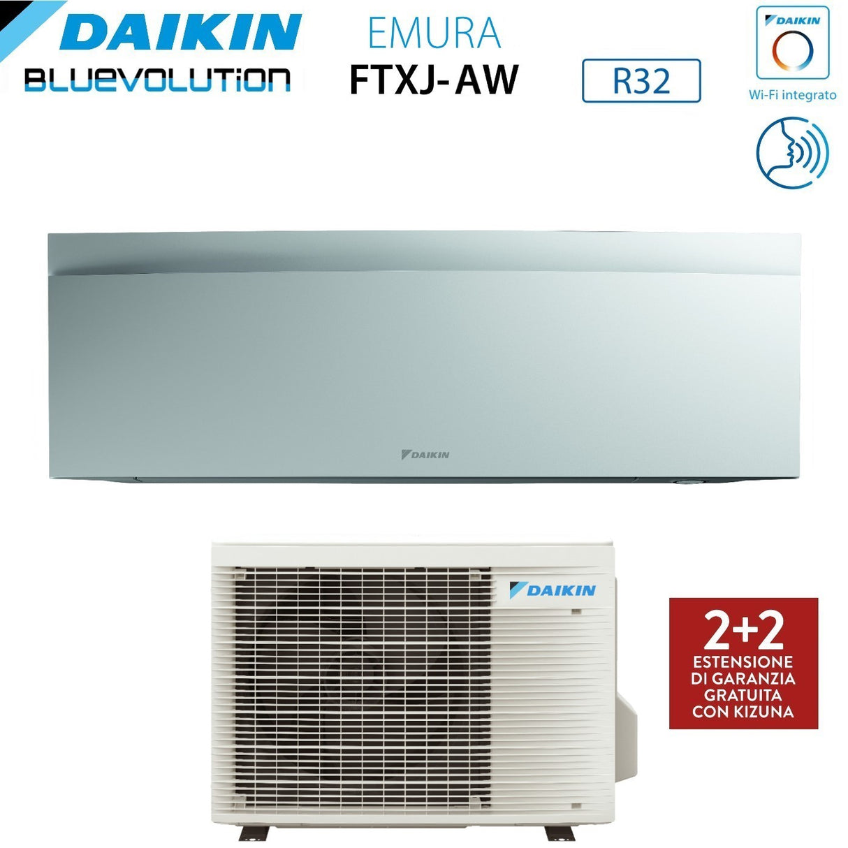 climatizzatore condizionatore daikin bluevolution inverter serie emura white iii 9000 btu ftxj25aw r 32 wi fi integrato classe a___ garanzia italiana