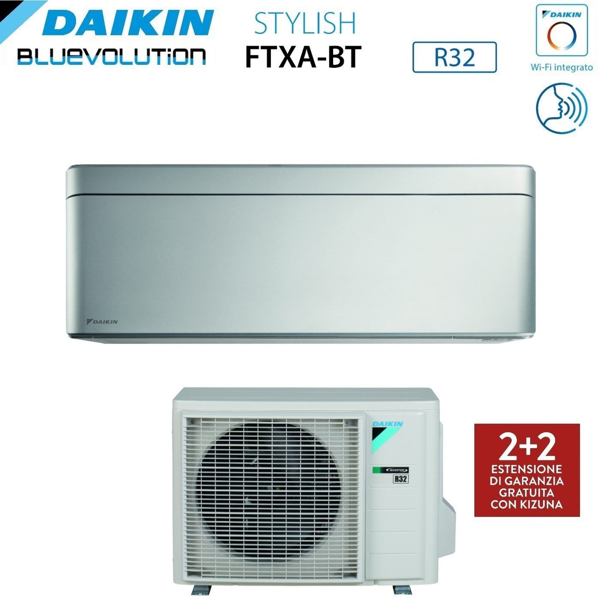 climatizzatore condizionatore daikin bluevolution inverter serie stylish total silver 12000 btu ftxa35bs r 32 wi fi integrato classe a___ colore grigio garanzia italiana