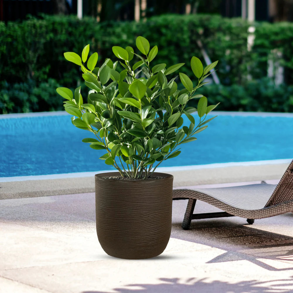 divina garden vaso in resina da esterno interno per piante cilindro di design d 35x34h raffaello marrone ean 8056157809043