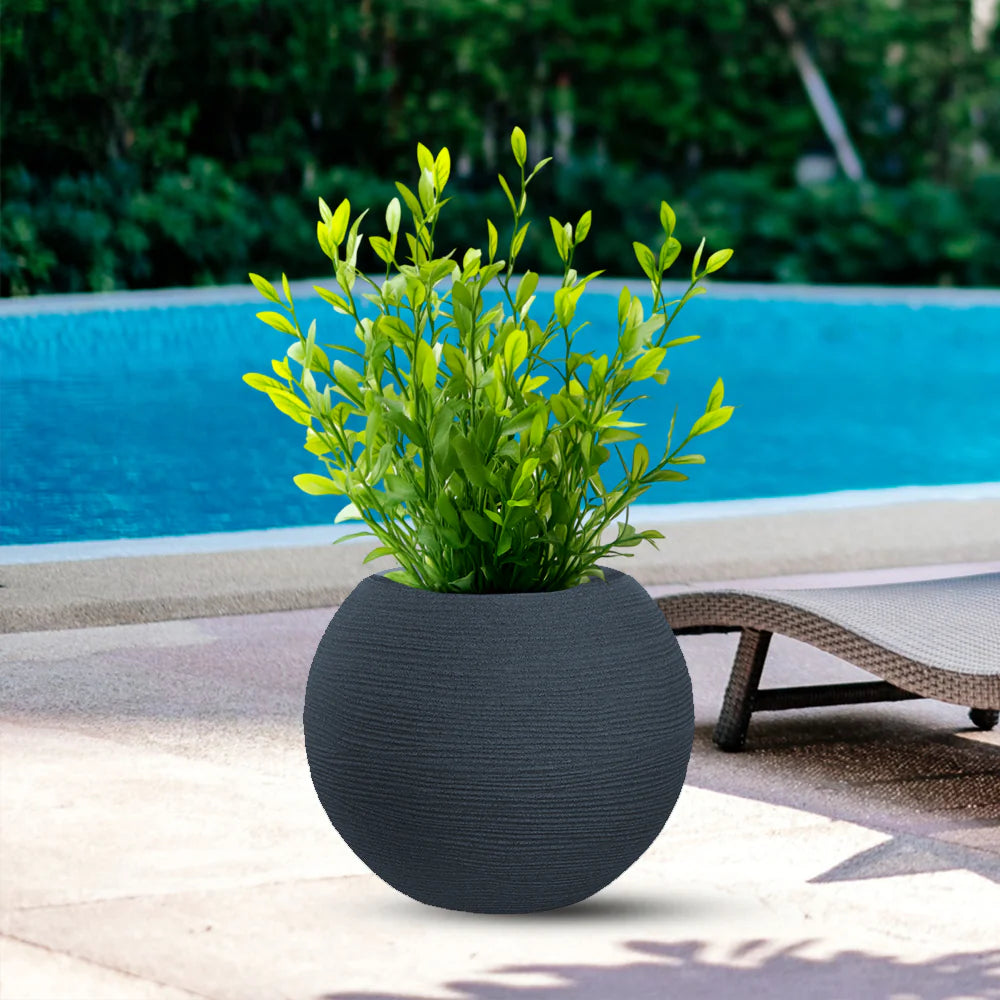 divina garden vaso in resina da esterno interno per piante tondo a sfera di design d 40x33h botticelli grigio ean 8056157808954