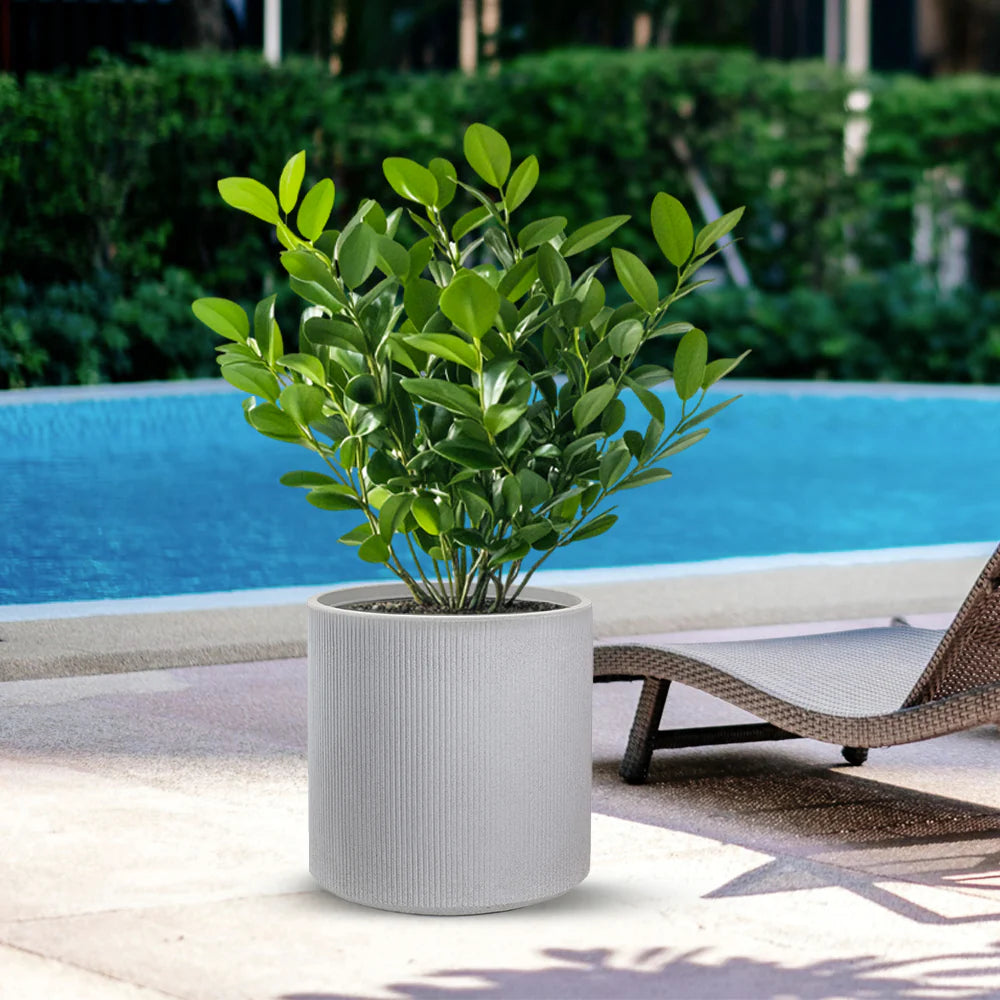 divina garden vaso in resina da esterno interno per piante tondo cilindrico di design d 36x35h modigliani beige ean 8056157808930