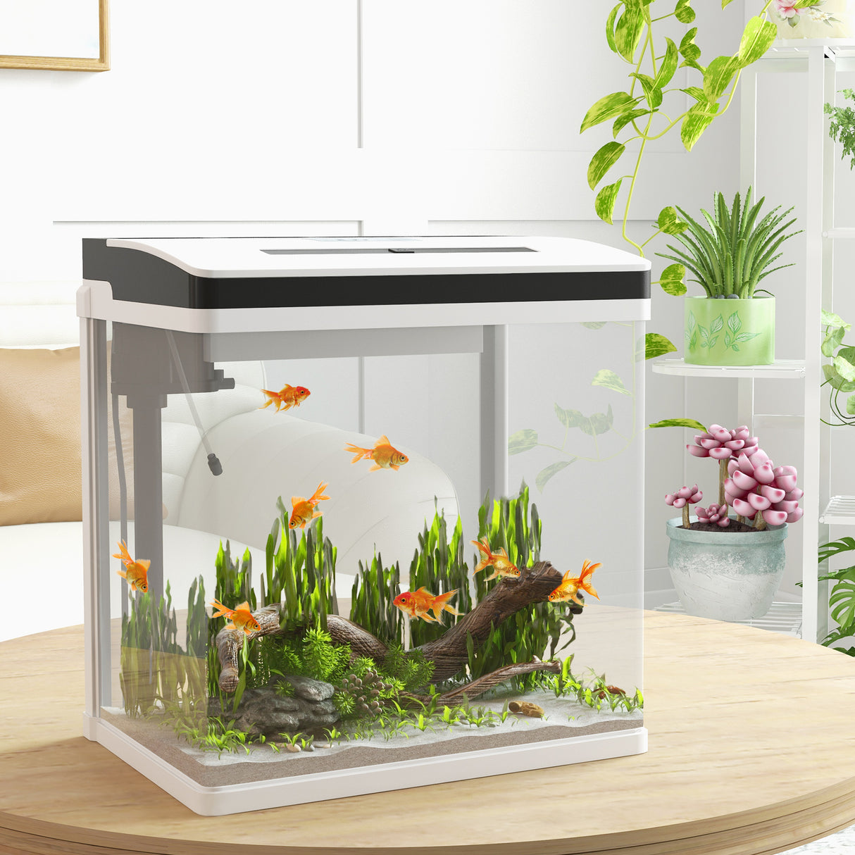easycomfort easycomfort acquario 28l a illuminazione led con fori di ventilazione e pompa in vetro e abs 38x26x38cm