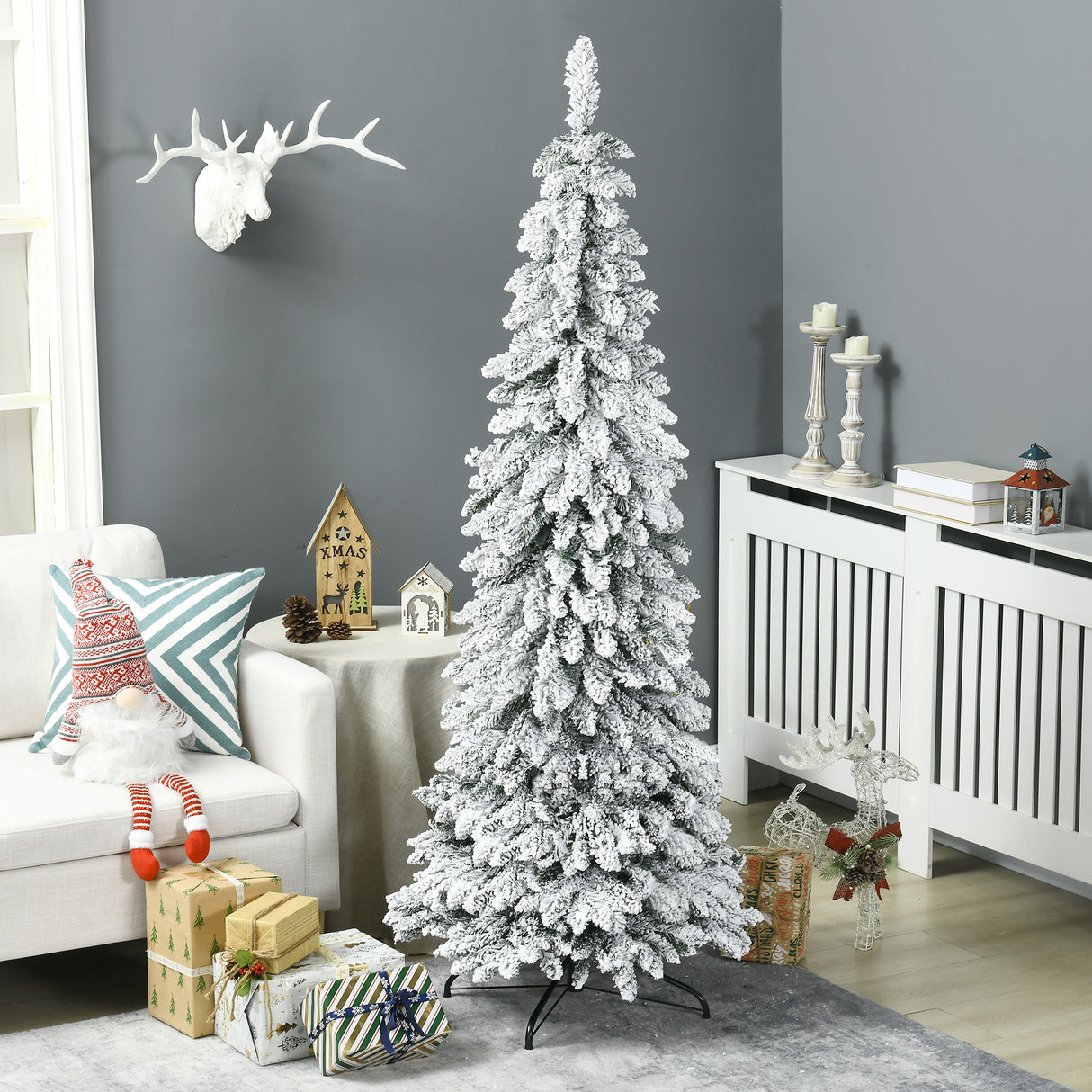 easycomfort easycomfort albero di natale innevato 180cm con 523 rami e base in acciaio per interni