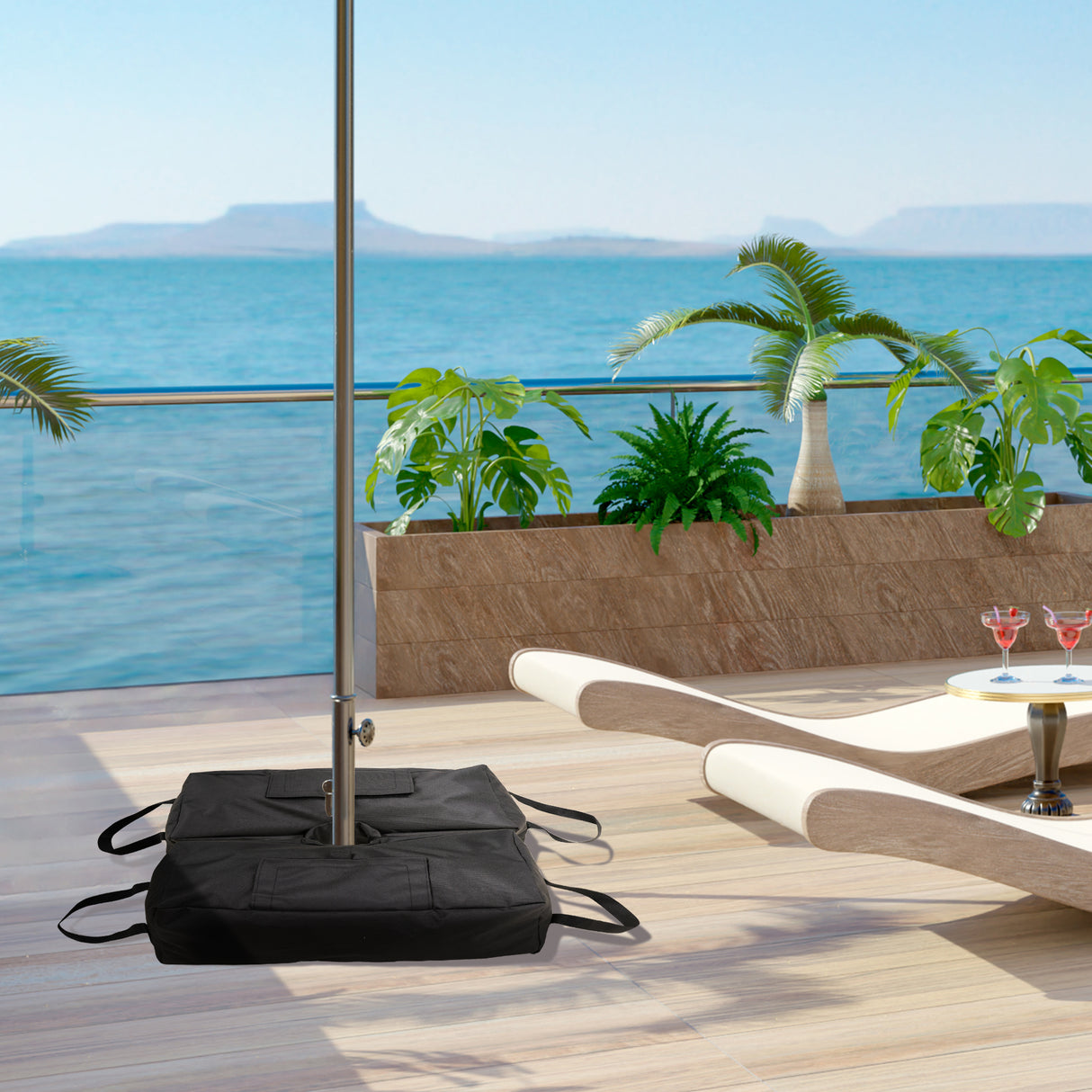 easycomfort easycomfort base per ombrellone a sacco riempibile con 50 kg di sabbia in plastica e tessuto oxford 50x25x18 cm nero