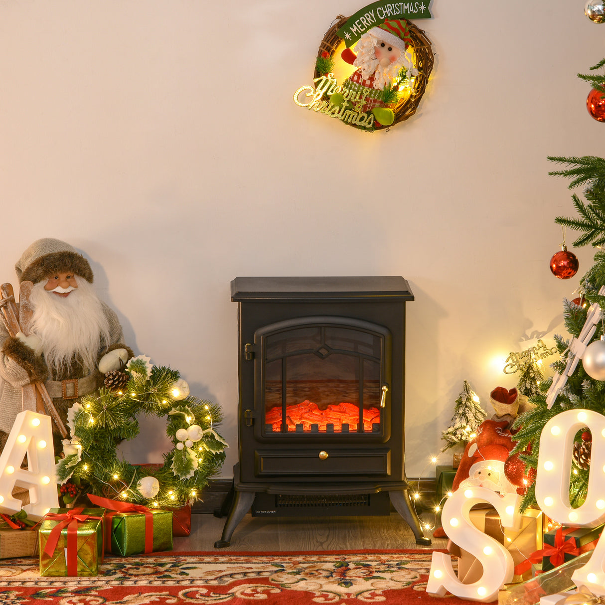 easycomfort easycomfort camino elettrico da terra con effetto fiamma potenza 1000w 2000w in abs e vetro 452854cm nero ean 8054111849036