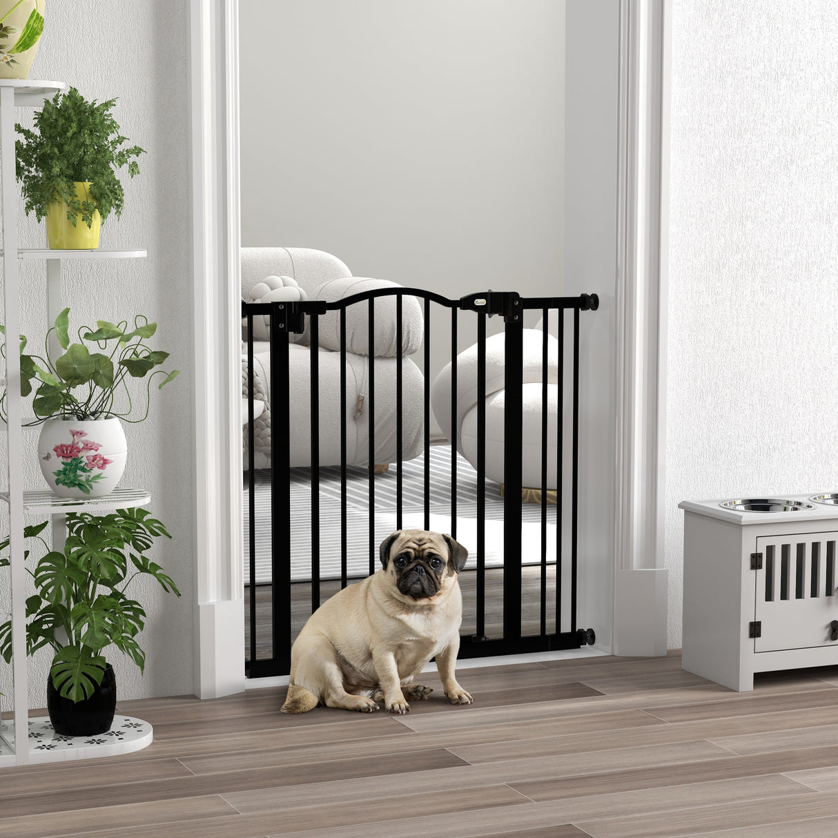 easycomfort easycomfort cancelletto per cani estensibile con 2 blocchi e chiusura automatica in metallo e plastica 74 87x78 cm nero