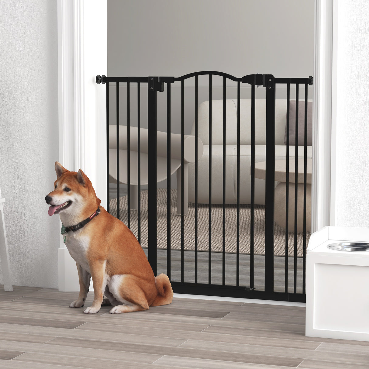 easycomfort easycomfort cancelletto per cani estensibile con 4 viti regolabili in metallo e plastica 74 100x94 cm nero