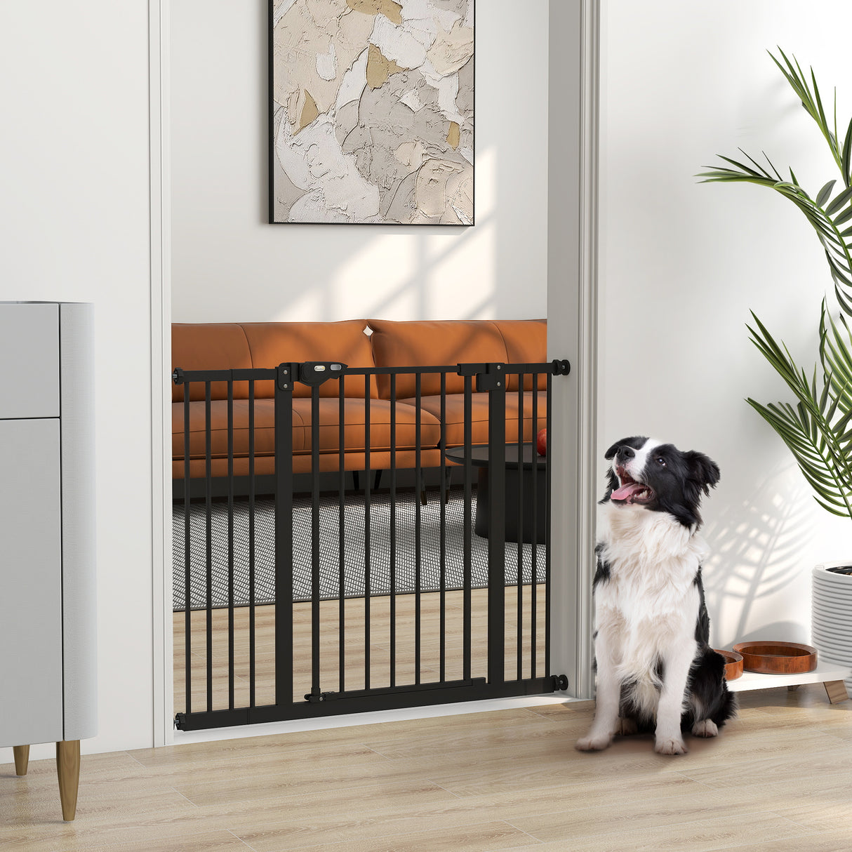 easycomfort easycomfort cancellino per cani a 2 estensioni con larghezza regolabile fino a 100 cm e chiusura automatica nero