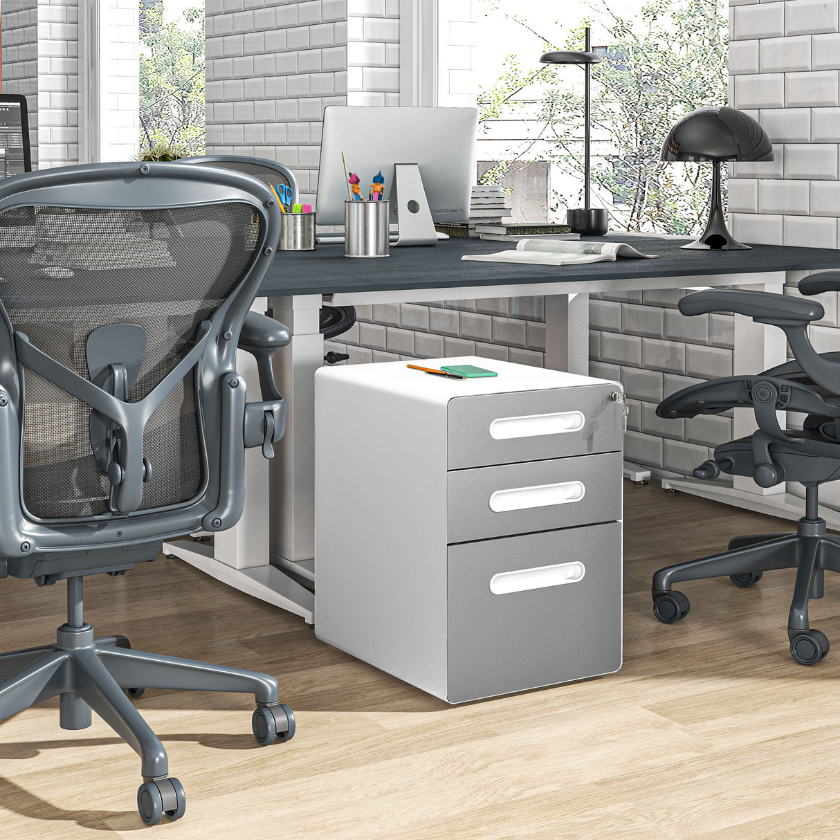 easycomfort easycomfort cassettiera per ufficio a 3 cassetti con serratura ruote portadocumenti formato a4 legale e lettera grigio chiaro