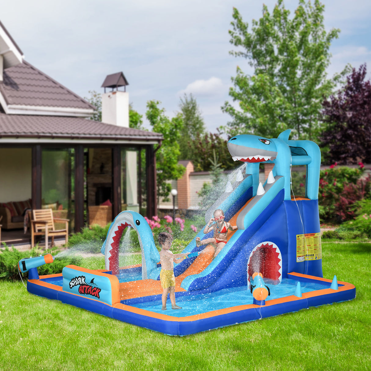 easycomfort easycomfort castello gonfiabile per bambini 3 8 anni con gonfiatore scivolo piscina e parete da arrampicata