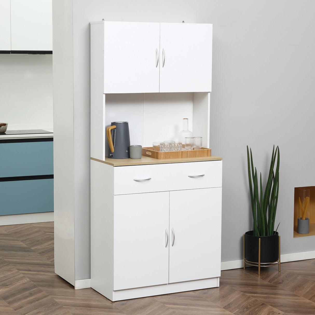 easycomfort easycomfort credenza cucina con armadietti a 2 ante e cassetto in legno 80x40x180cm bianco
