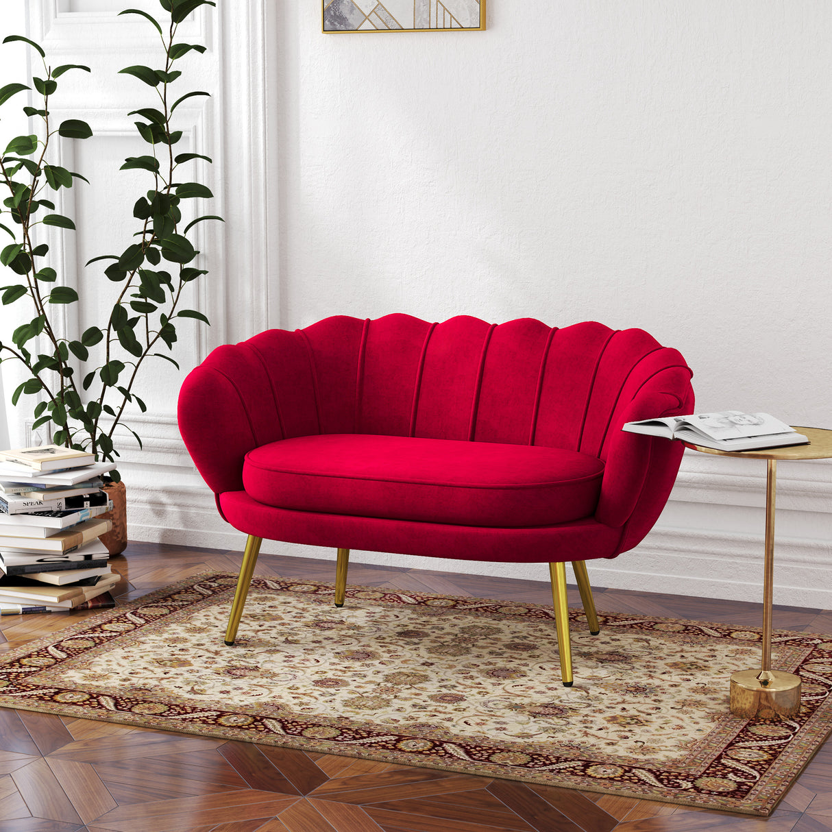 easycomfort easycomfort divanetto 2 posti in stile industrial chic in tessuto effetto velluto e metallo 130x77x77 cm rosso scuro