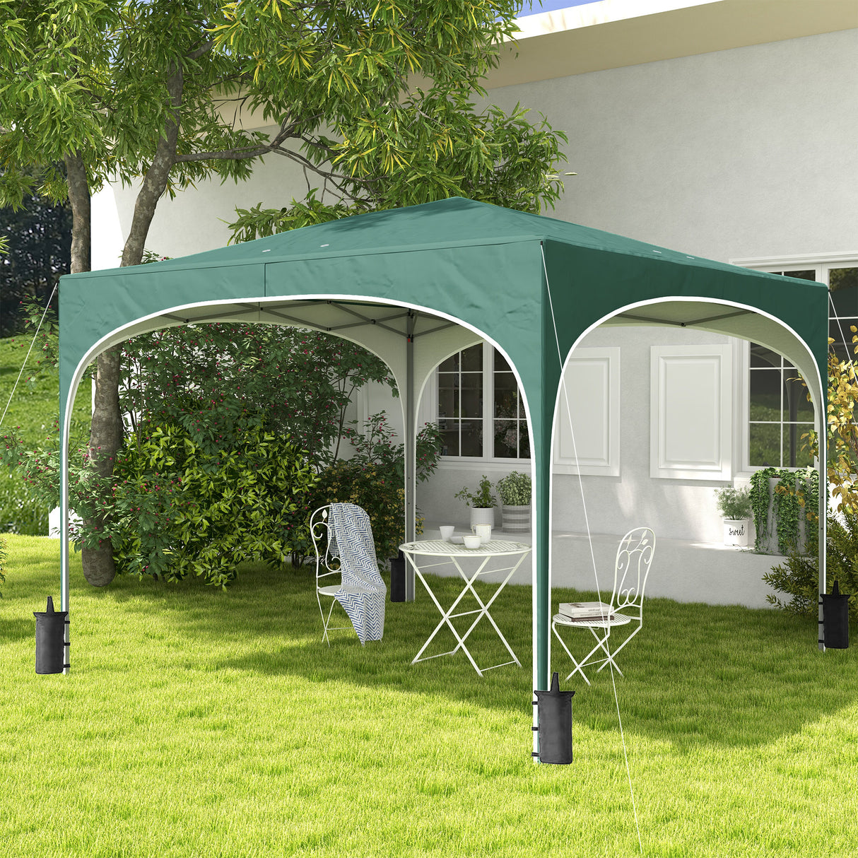 easycomfort easycomfort gazebo da giardino ad altezza regolabile con fori di drenaggio e borsa da trasporto in metallo verde