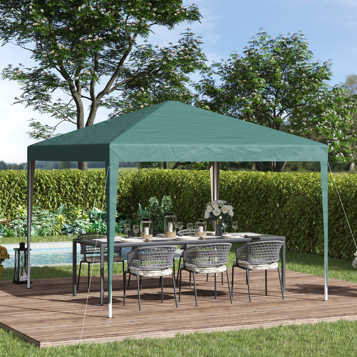 easycomfort easycomfort gazebo struttura in acciaio pieghevole rivestimento tessuto oxford verde 3x3m