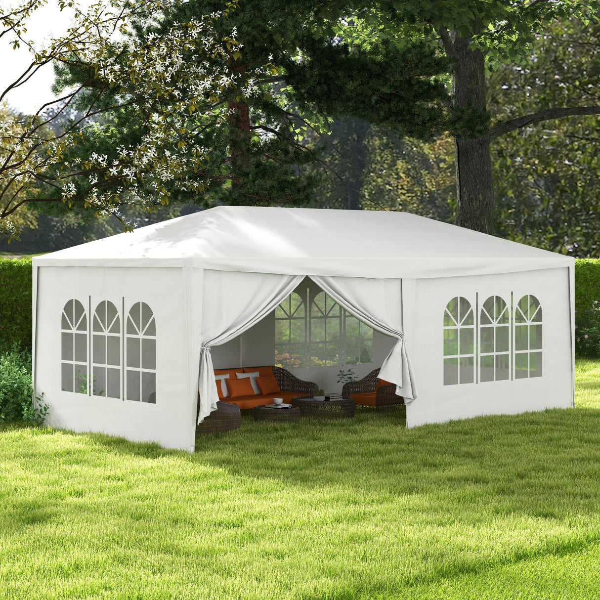easycomfort easycomfort gazebo tendone per feste 6x3m con pareti laterali rimovibili porte e finestre bianco