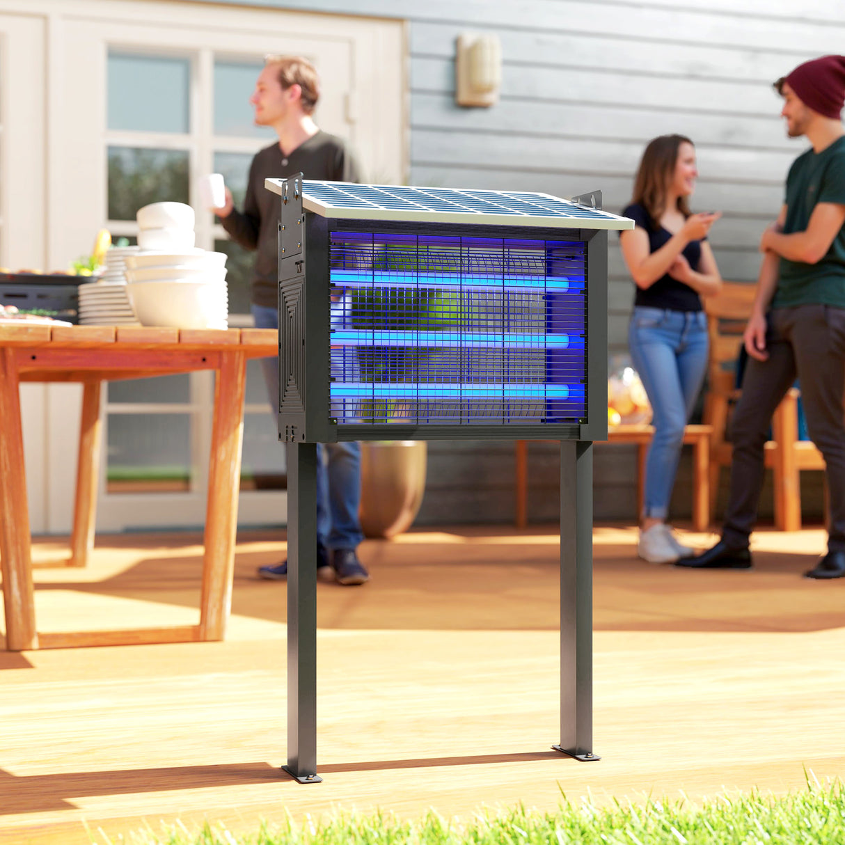 easycomfort easycomfort lampada antizanzare per esterno a energia solare con 60 led e rete di protezione nero