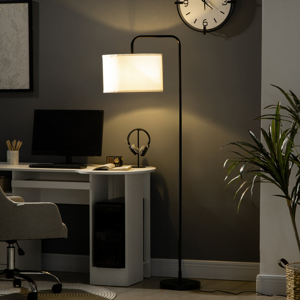 easycomfort easycomfort lampada da terra moderna in acciaio con paralume in tessuto effetto lino 64x38x163 5 cm bianca e nera