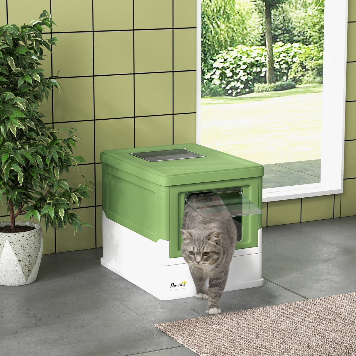 easycomfort easycomfort lettiera per gatti chiusa con paletta vassoio estraibile e 2 porte 47 5x35 5x36 7cm verde chiaro