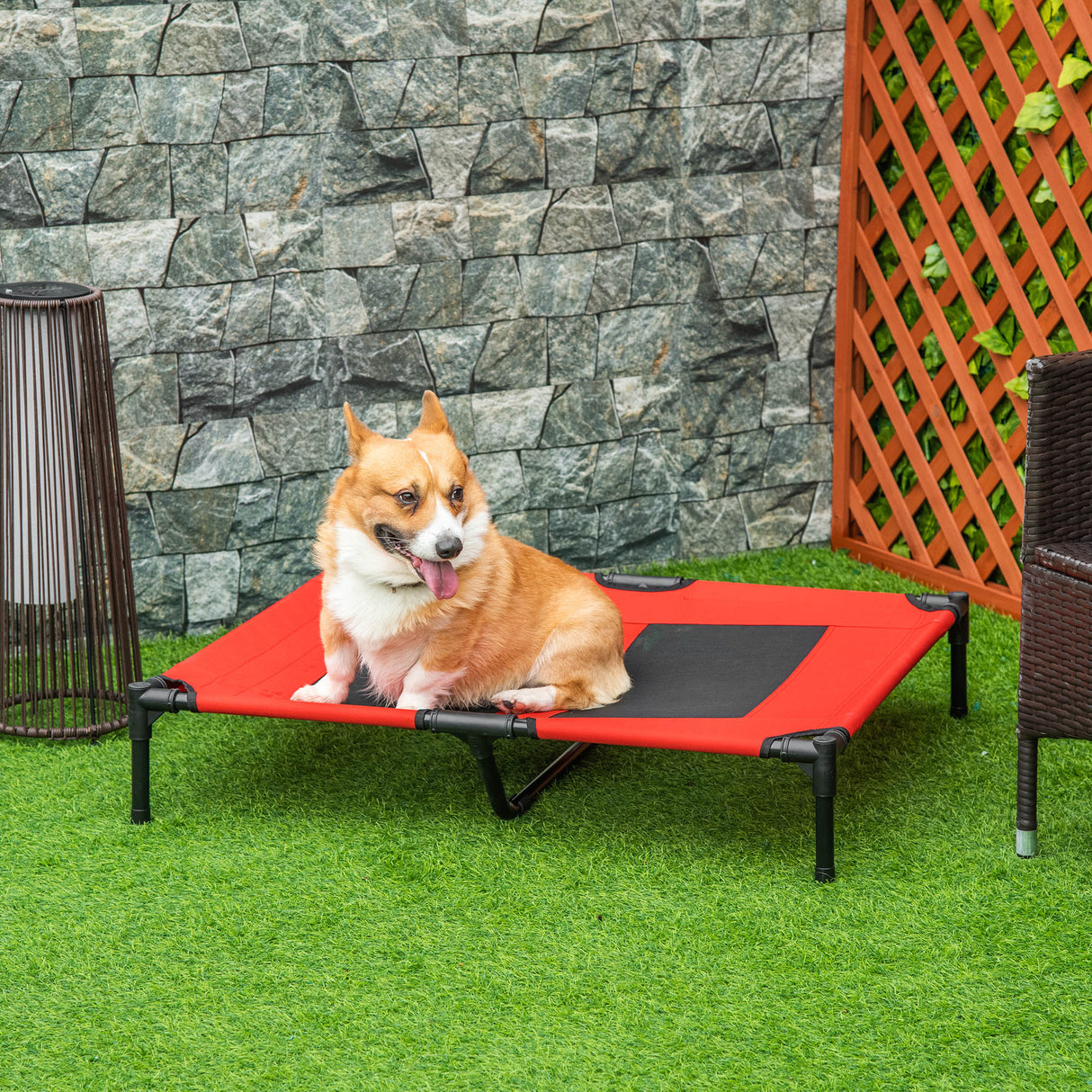 easycomfort easycomfort lettino per cani grandi rialzato con tessuto a rete peso massimo 30kg 91 5x76 2x18 cm rosso