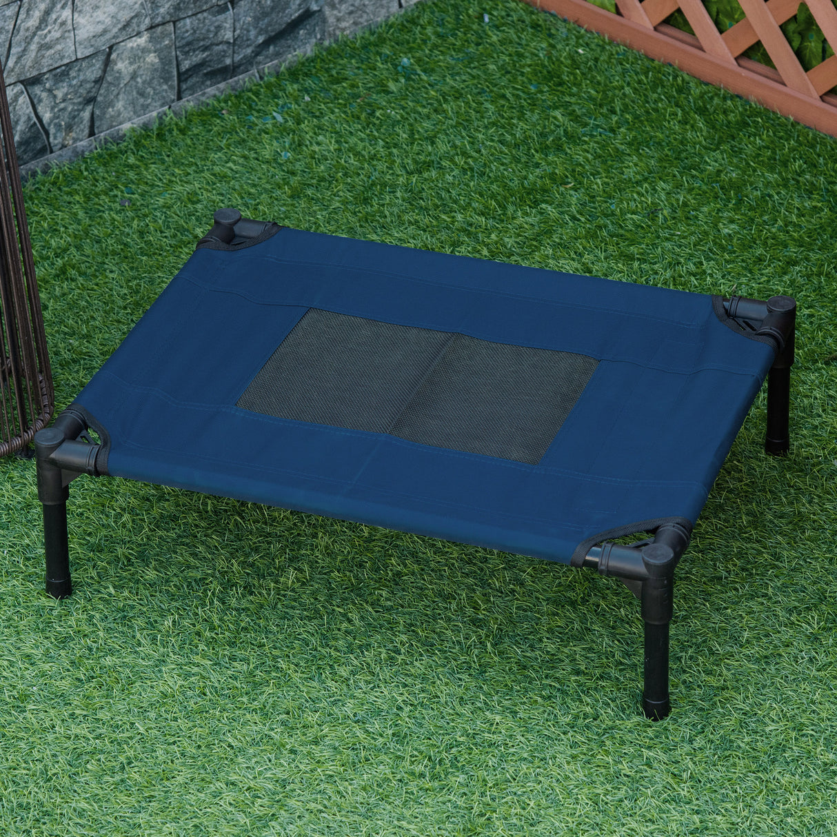 easycomfort easycomfort lettino per cani rialzato con seduta traspirante in acciaio e tessuto 61x46x18 cm marrone e nero