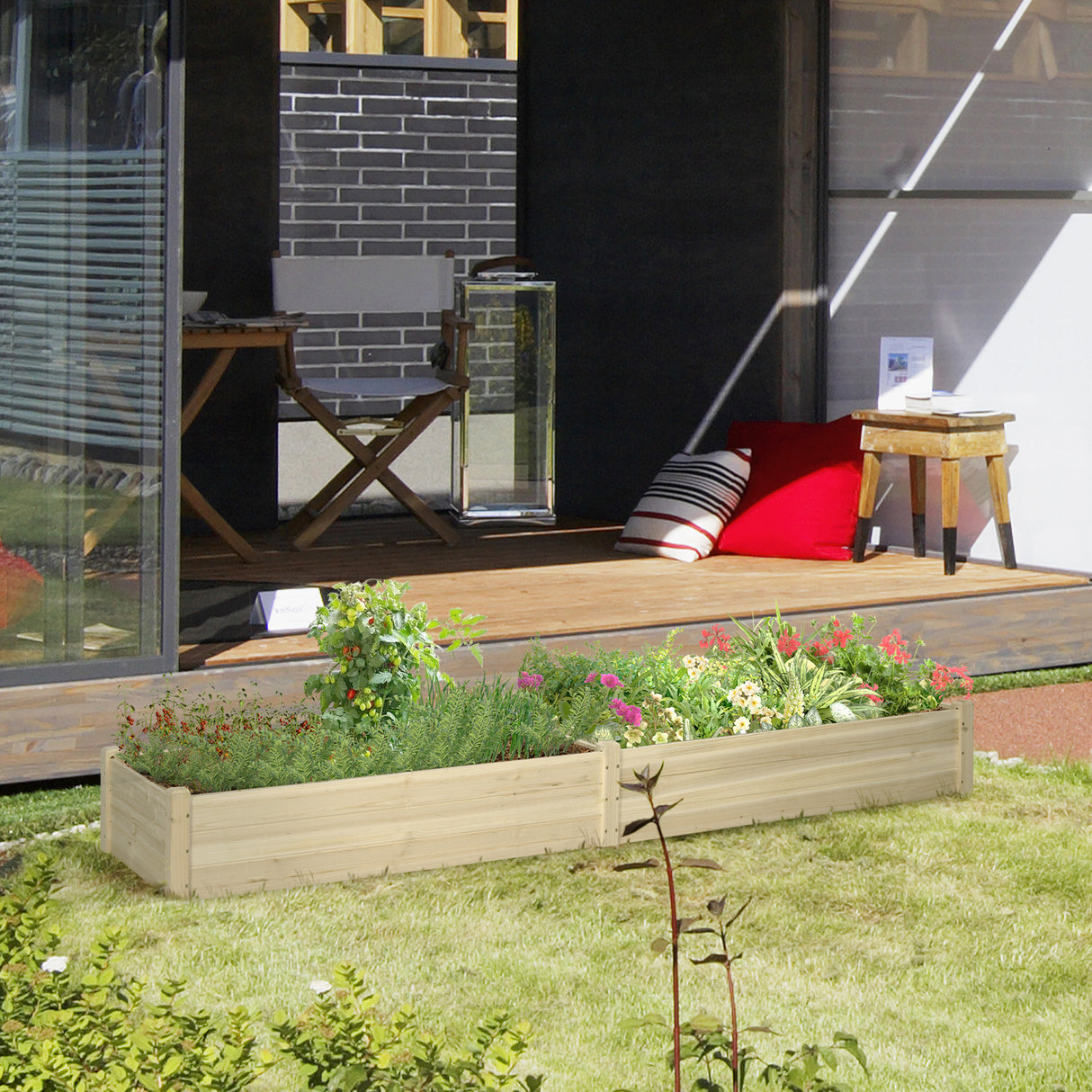 easycomfort easycomfort letto per orto rialzato in legno di abete con fondo aperto e 2 sezioni separate 244x615x27cm