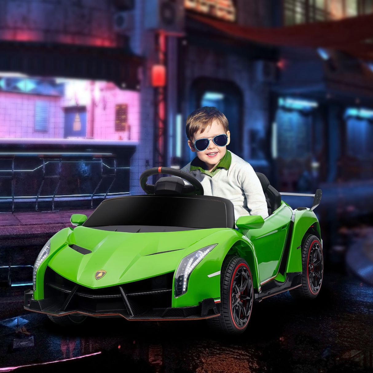 easycomfort easycomfort macchina elettrica per bambini lamborghini veneno 12v con telecomando eta 3 6 anni verde