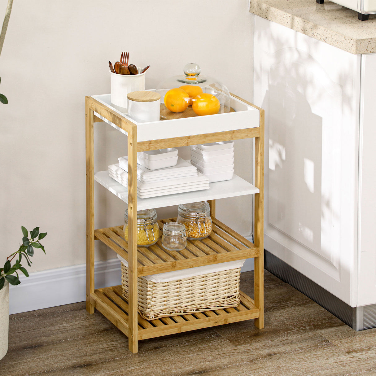 immagine-2-easycomfort-easycomfort-mobile-con-scaffali-in-bambu-e-mdf-con-vassoio-removibile-42-8x33x70cm-bianco-e-color-legno