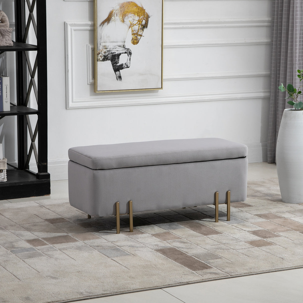 easycomfort easycomfort panca contenitore imbottita per soggiorno e camera da letto 100 x 40 x 42 cm grigio ean 8054144132105