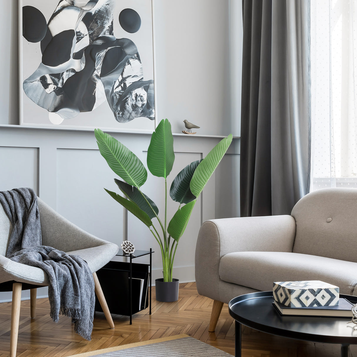 easycomfort easycomfort pianta artificiale uccello del paradiso alta 120cm con vaso per interni ed esterni