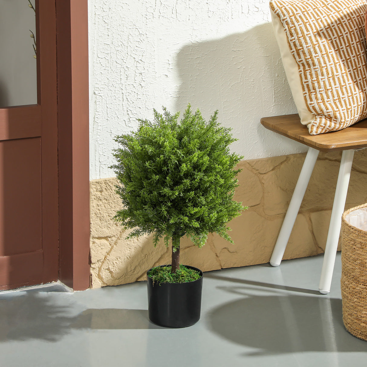 easycomfort easycomfort pianta finta albero cedro con vaso incluso per interno ed esterno altezza 55 cm verde