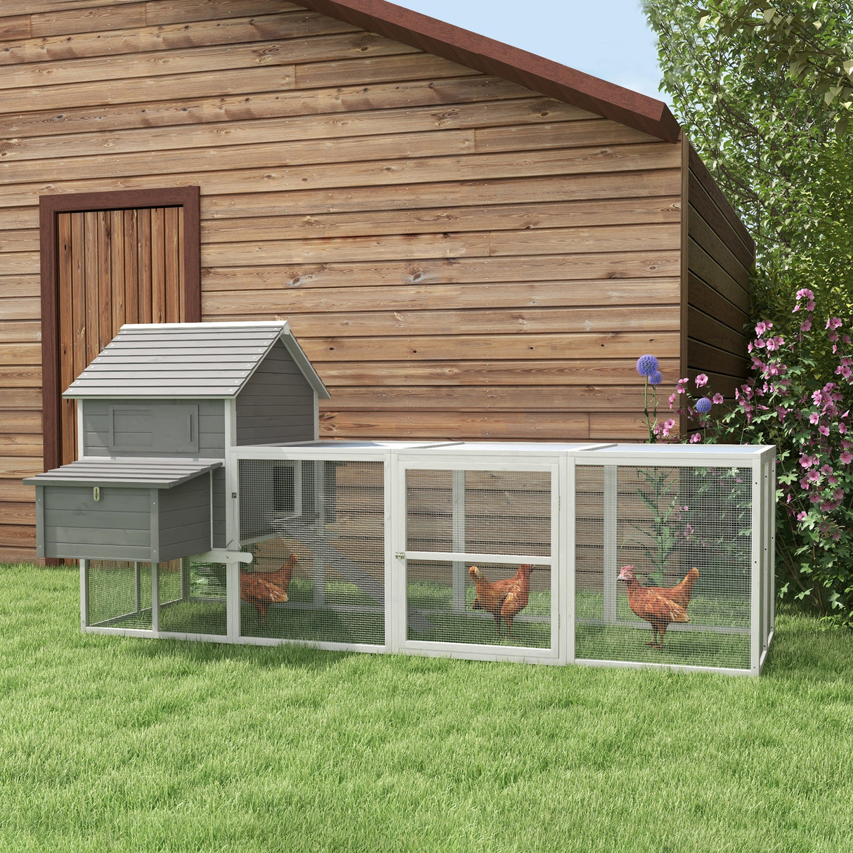 easycomfort easycomfort pollaio da giardino con casetta per galline rampa e area aperta 310 5x149 5x149cm grigio