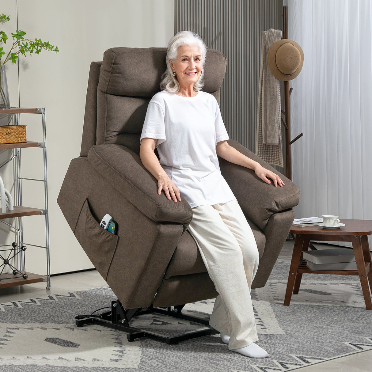 easycomfort easycomfort poltrona alzapersona reclinabile massaggiante e riscaldante con doppio motore marrone scuro