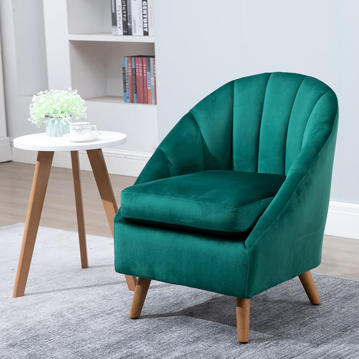 easycomfort easycomfort poltrona da camera da letto e salotto in velluto verde con imbottitura spessa e solida struttura in legno 67x65x77cm ean 8055776910642