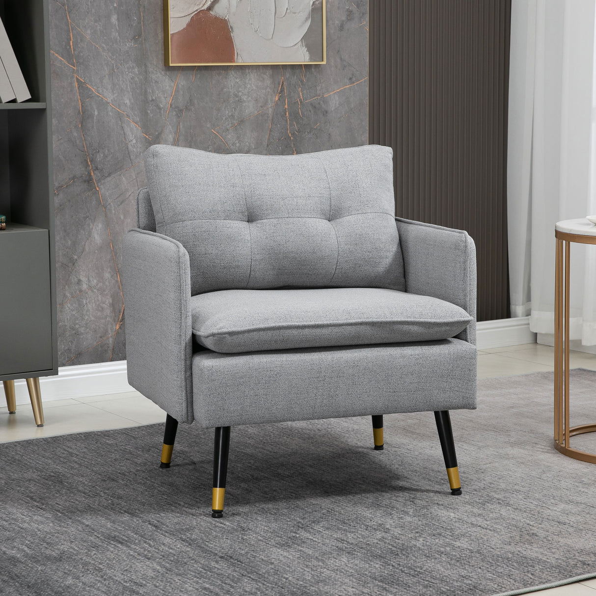 easycomfort easycomfort poltrona moderna in tessuto con seduta imbottita e gambe in acciaio 76x68x80 cm grigio