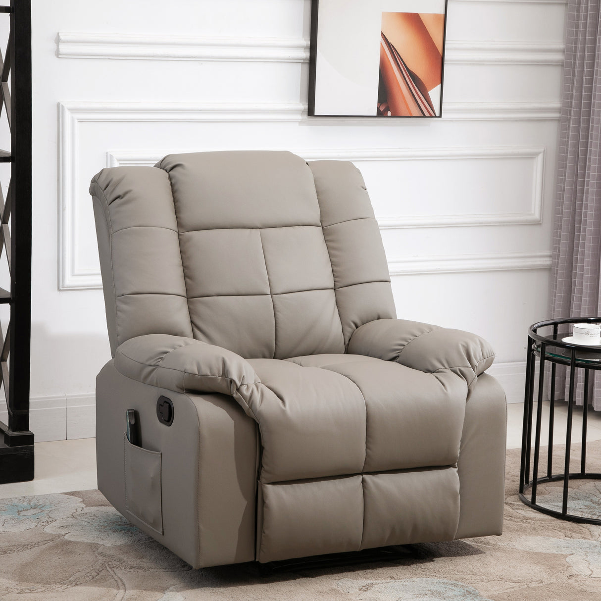 easycomfort easycomfort poltrona relax con 8 punti massaggio e reclinazione a 165 in finta pelle grigio