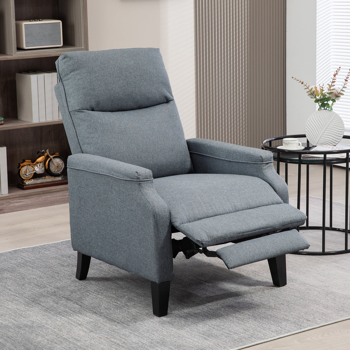 easycomfort easycomfort poltrona relax in tessuto con schienale reclinabile a 130 e poggiapiedi doppio grigio
