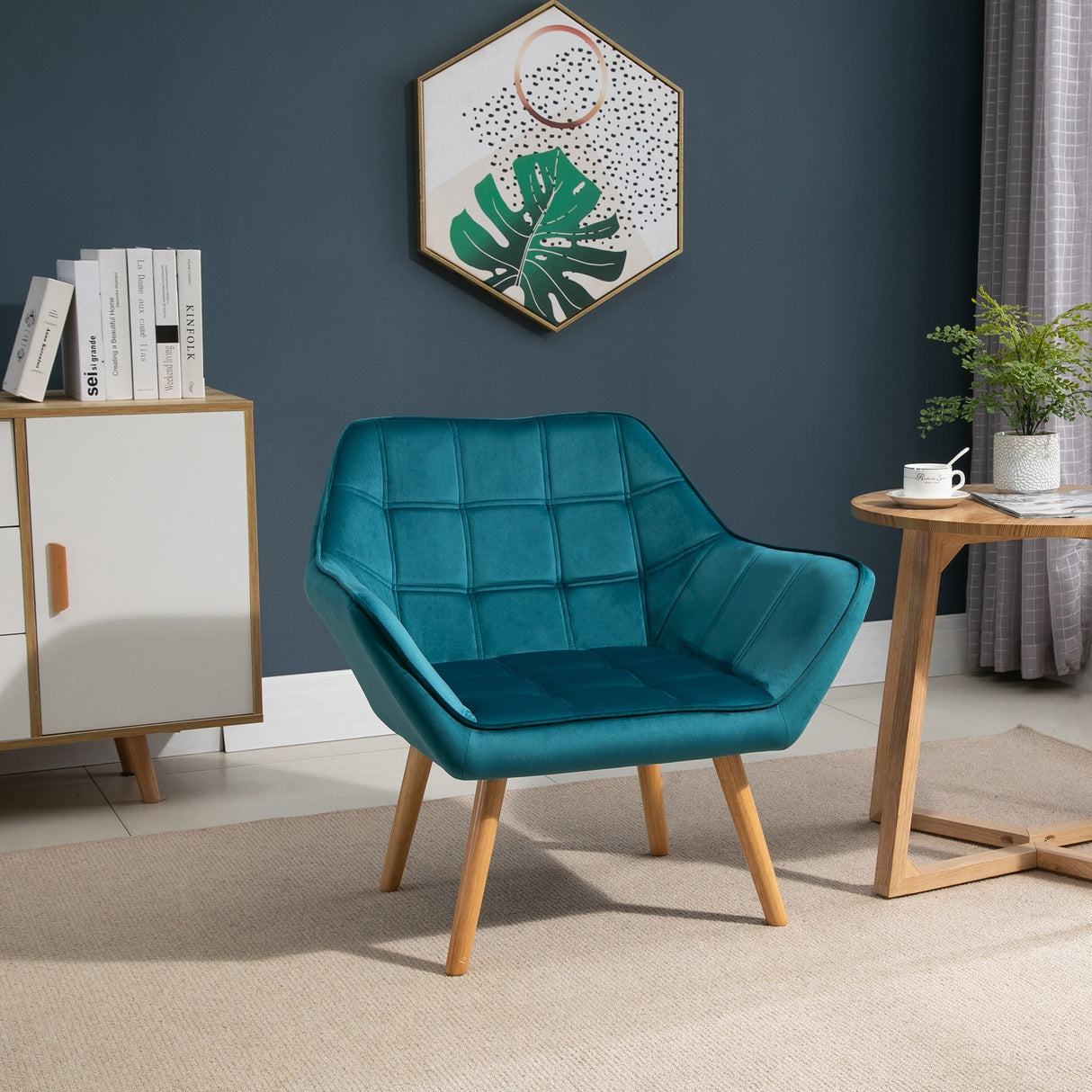 easycomfort easycomfort poltroncina da camera design scandinavo poltrona in velluto e legno color petrolio per soggiorno o ufficio 67x61 5x71cm ean 8055776913292