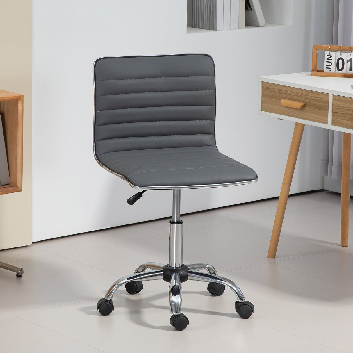 easycomfort easycomfort sedia da ufficio ergonomica in pelle pu con altezza regolabile seduta girevole e ruote grigio scuro