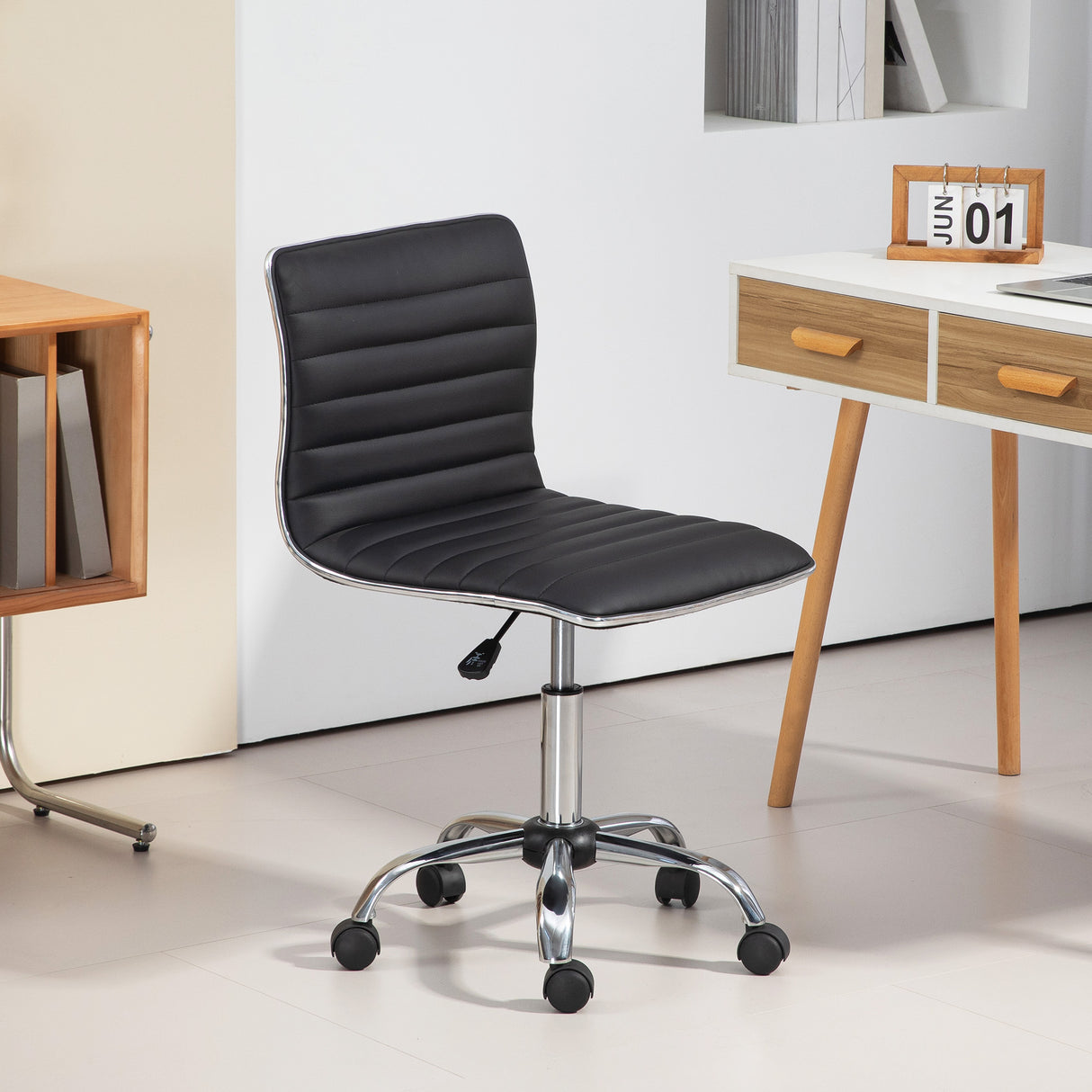 easycomfort easycomfort sedia da ufficio ergonomica in pelle pu con altezza regolabile seduta girevole e ruote nero