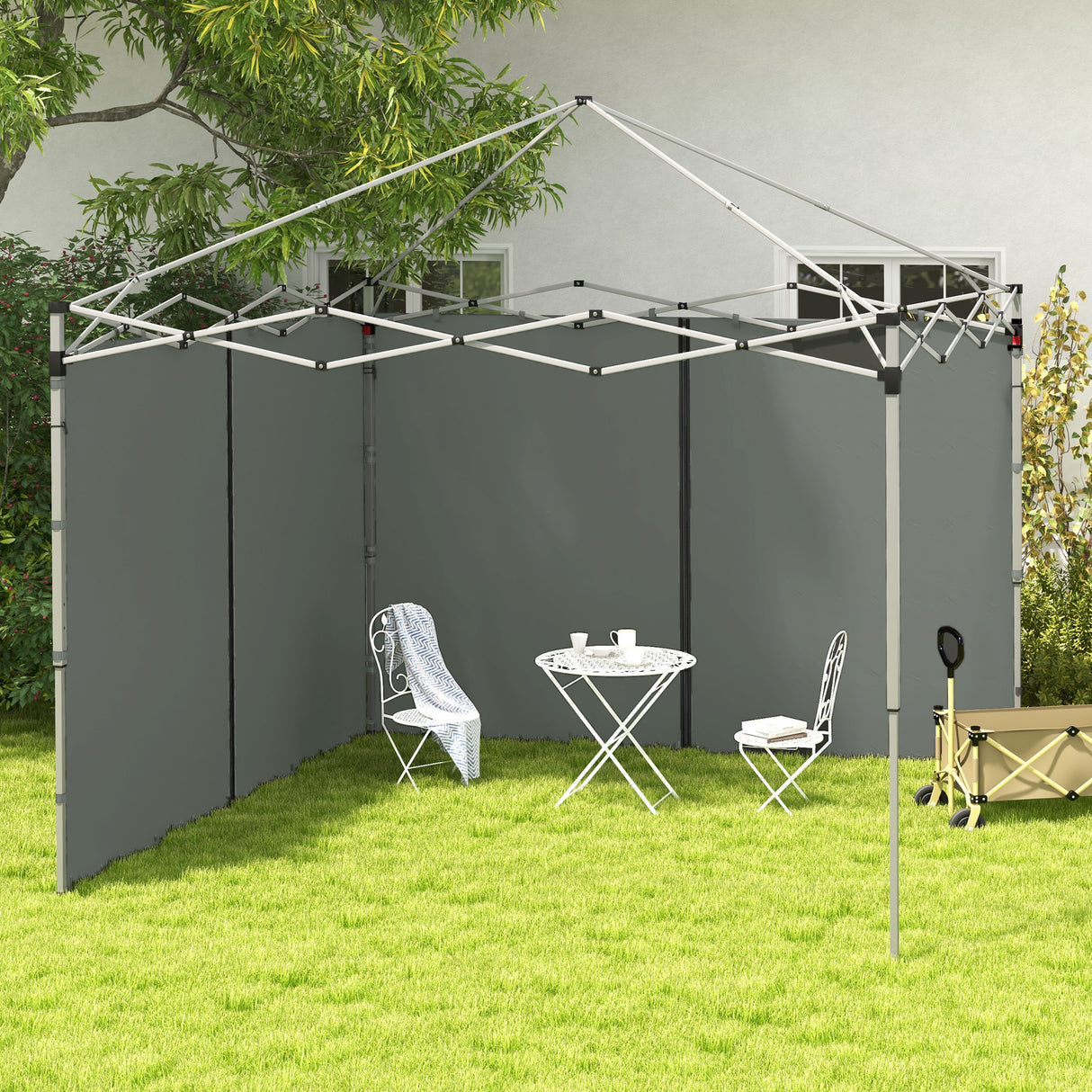 easycomfort easycomfort set 2 pareti gazebo 3x3 e 3x6 m in tessuto oxford con porte a cerniera 295x195 cm grigio scuro