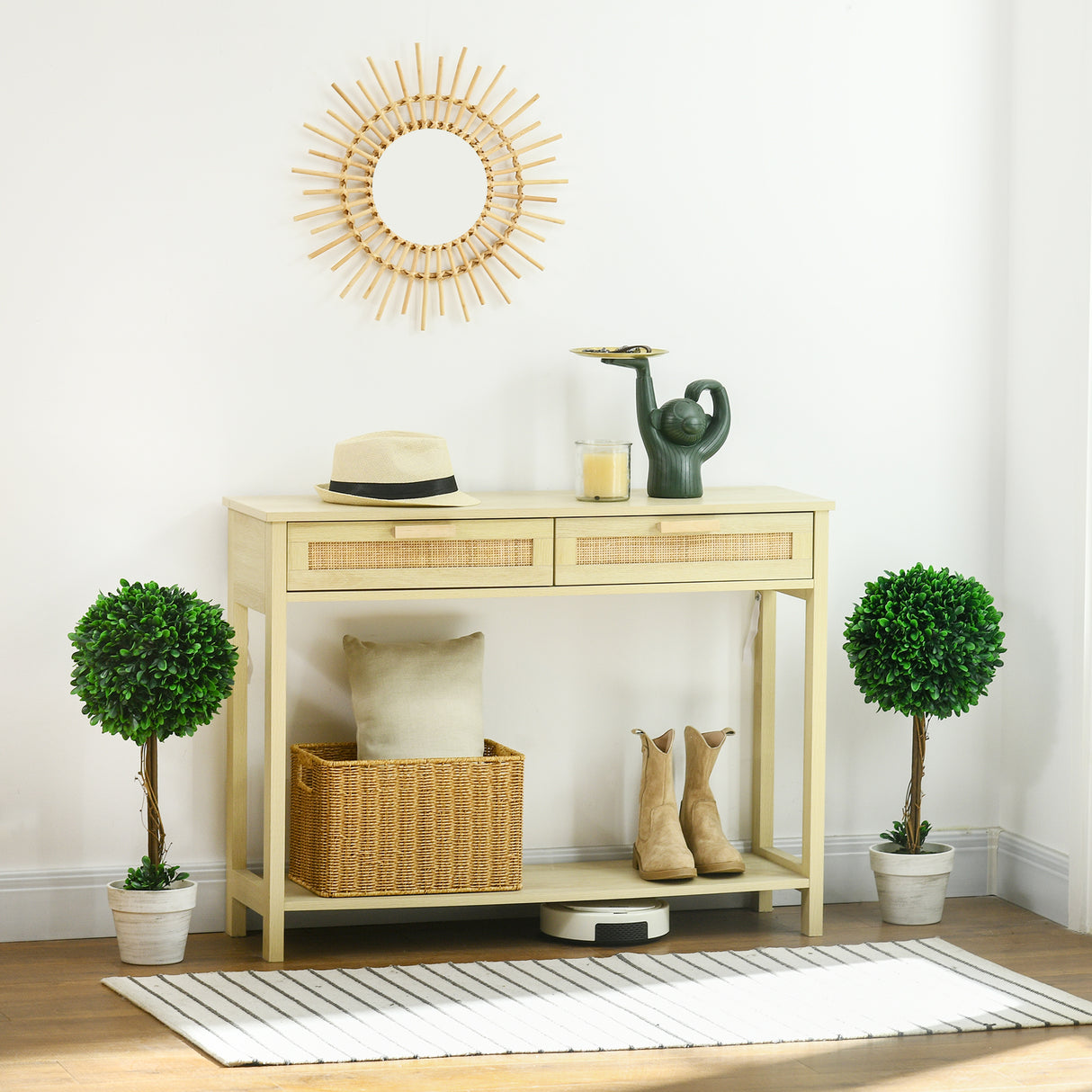 easycomfort easycomfort set 2 piante finte alberi di bosso da interno ed esterno con vaso 28x60cm