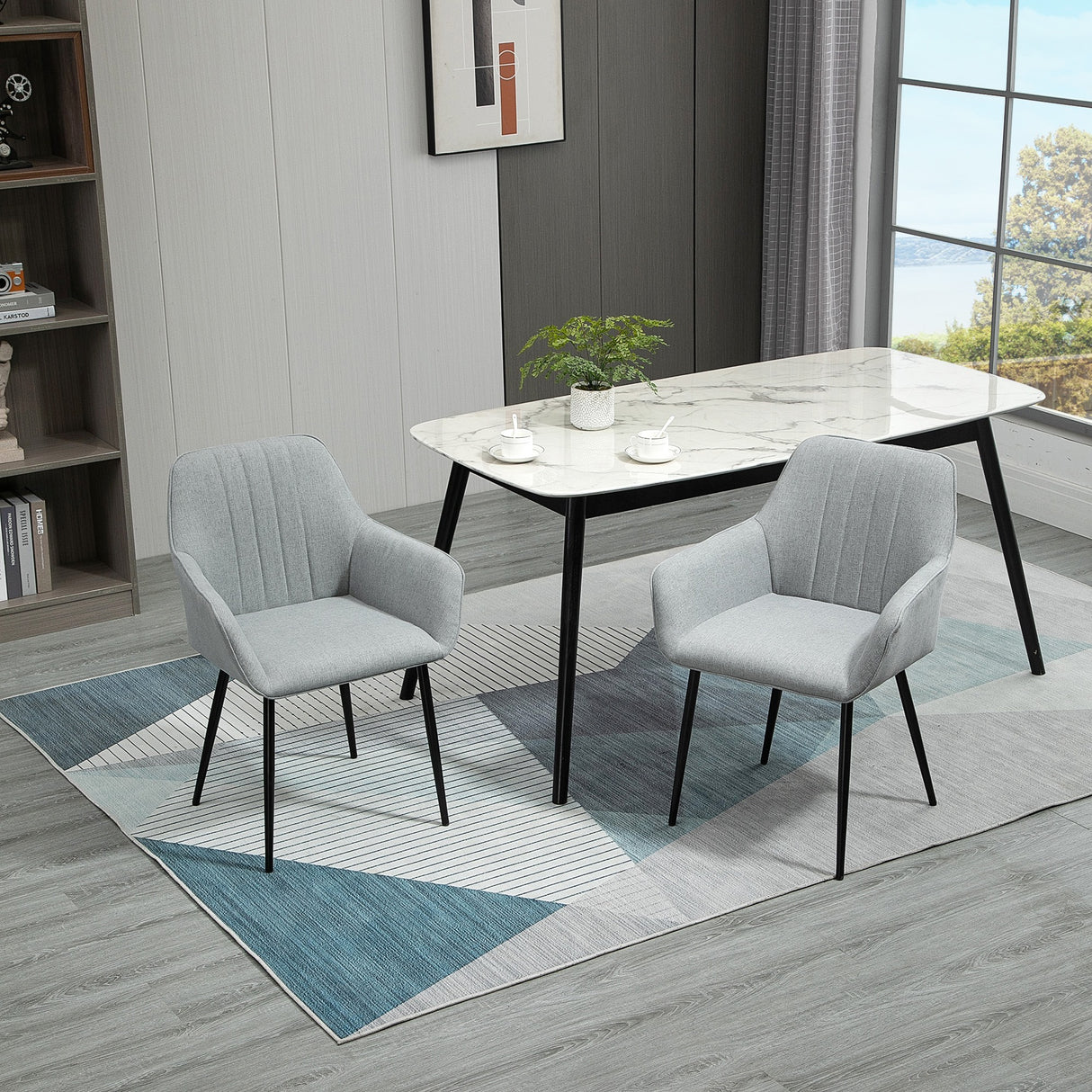 easycomfort easycomfort set 2 sedie da pranzo imbottite con rivestimento e schienale in lino e gambe in ferro stile scandinavo 59 5x56 5x81 cm grigio ean 8055776914855