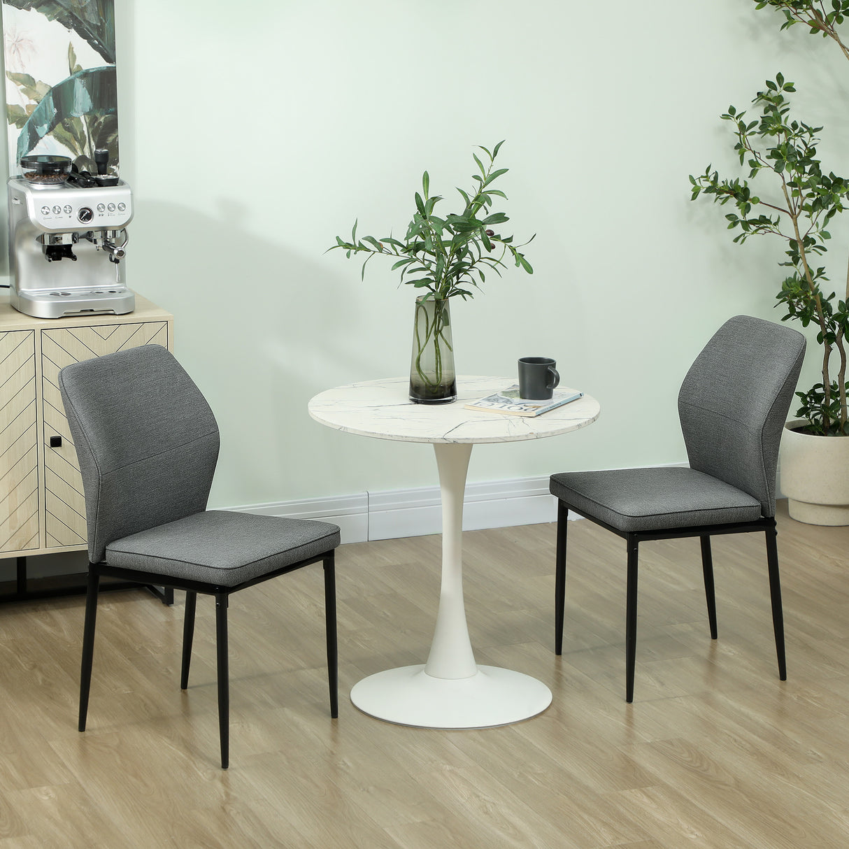 easycomfort easycomfort set 2 sedie da pranzo imbottite in velluto con schienale ergonomico senza braccioli grigio