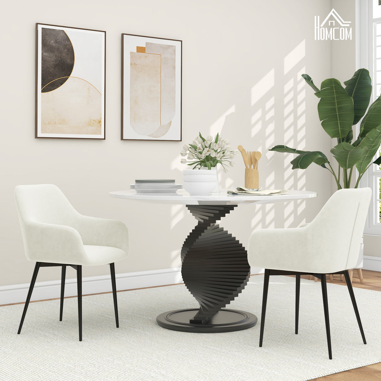 easycomfort easycomfort set 2 sedie da pranzo nordiche imbottite con braccioli ricurvi in tessuto effetto velluto 54x57x80 cm crema