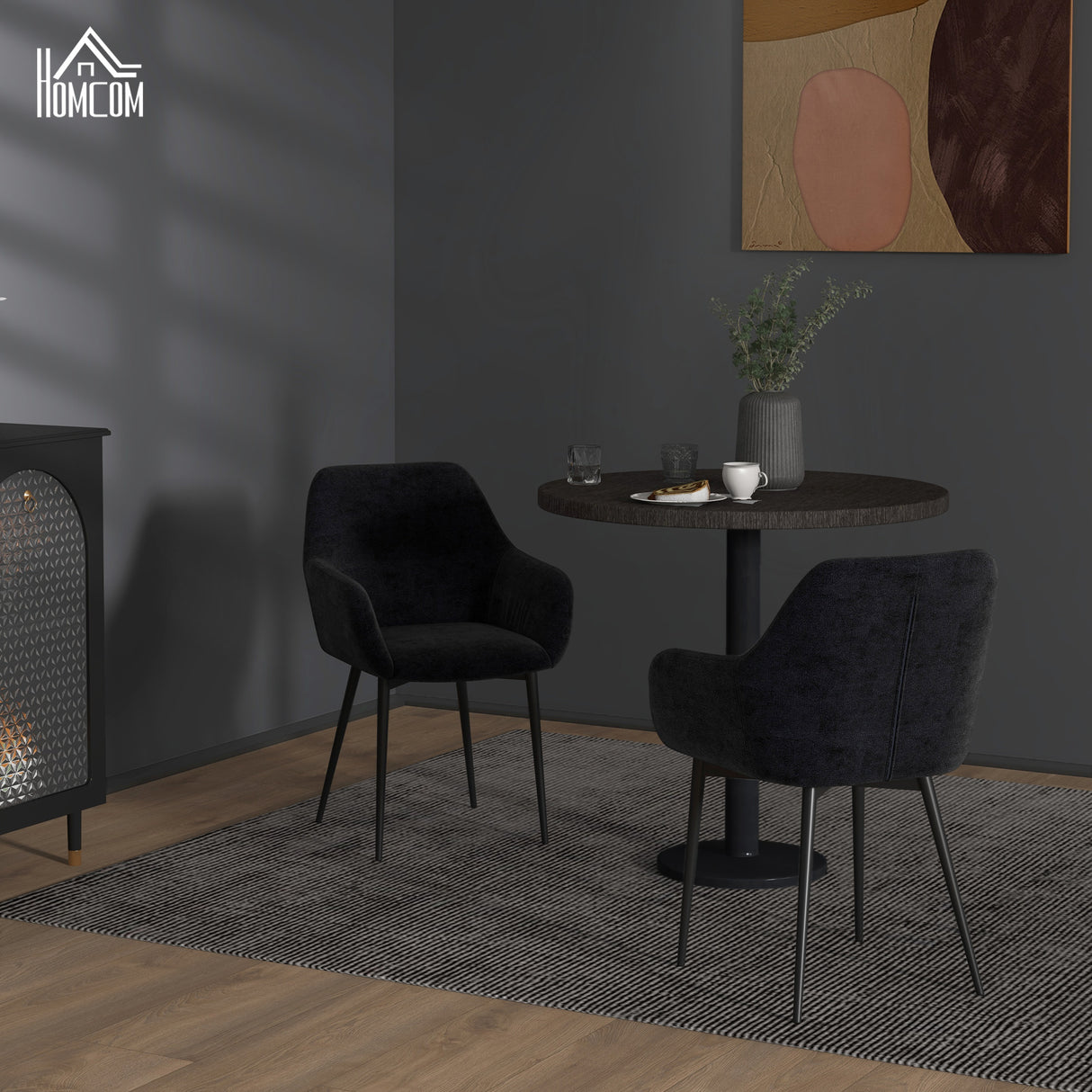 easycomfort easycomfort set 2 sedie per sala da pranzo moderne con braccioli seduta imbottita e gambe in acciaio 54x57x80cm nero